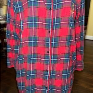 Polo Ralph Lauren Red and Blue Plaid Long Nightshirt